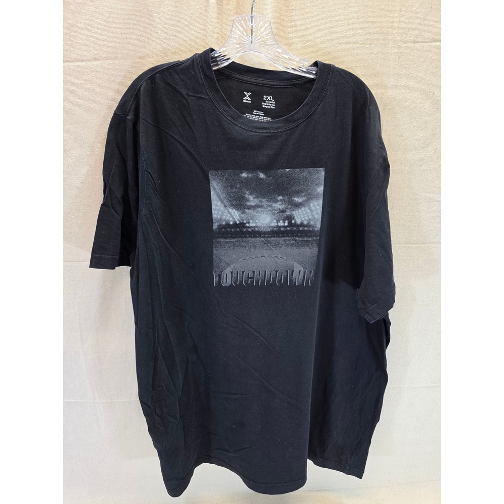 Xersion Essential Men 2XL Black Touchdown Football Graphic Tee ShortSleeve Shirt
